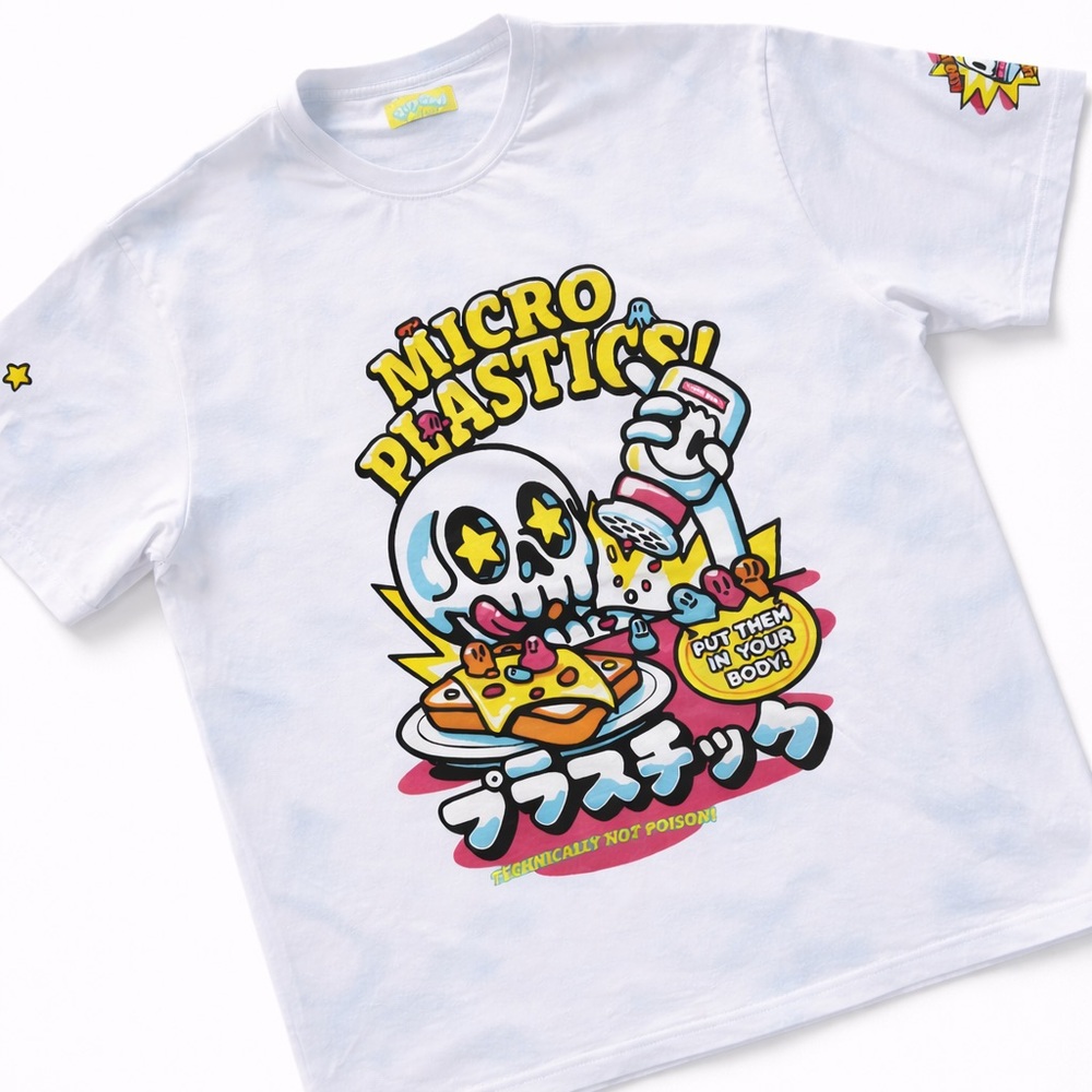 White Graphic Tee with Colorful Design